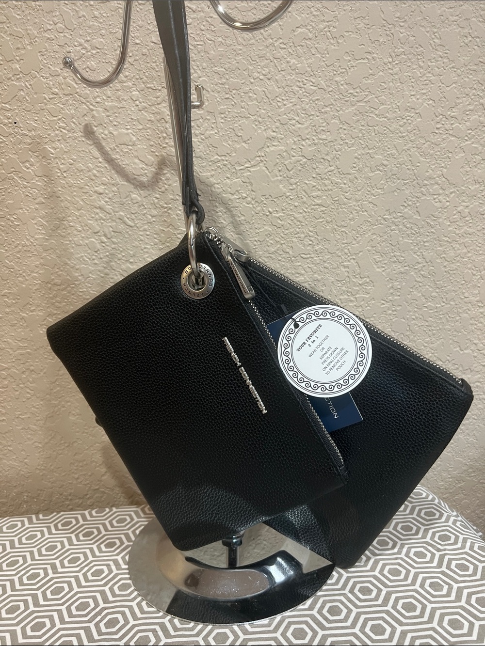 French connection LARA pebble double slim pouches wristlet set.